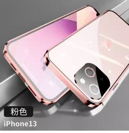 Apple 15promax anti-peep magnetic glass case double-sided buckle iPhone15pro high-definition goggles metal 14