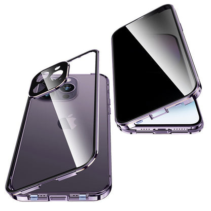 Apple 15promax anti-peep magnetic glass case double-sided buckle iPhone15pro high-definition goggles metal 14