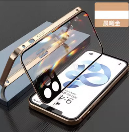 Apple 15promax anti-peep magnetic glass case double-sided buckle iPhone15pro high-definition goggles metal 14